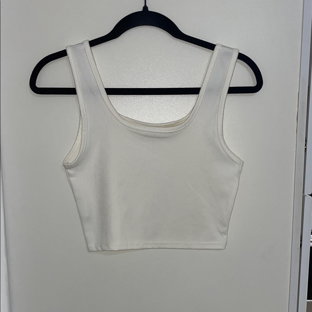 Classic White/ Ivory Women's Ribbed cropped Tank Top | L